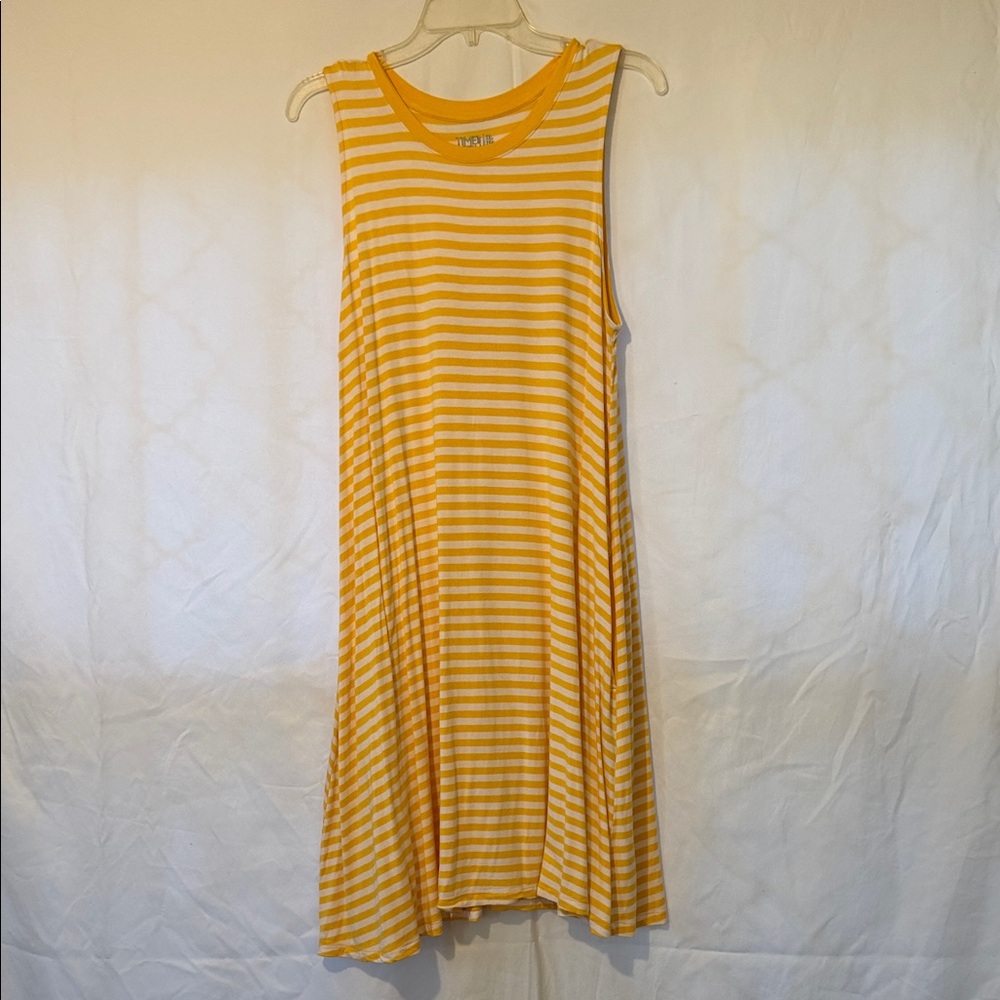 Time and Tru Yellow and White Striped Midi Dress